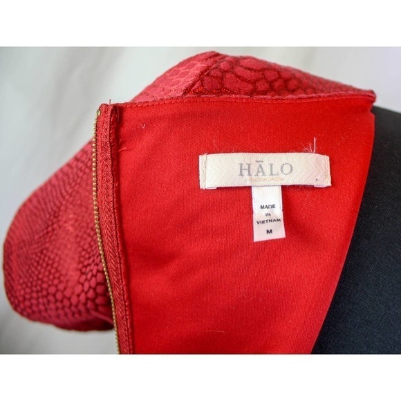 Halo Dress Red Black Beaded Short Sleeves Size M - Picture 5 of 5